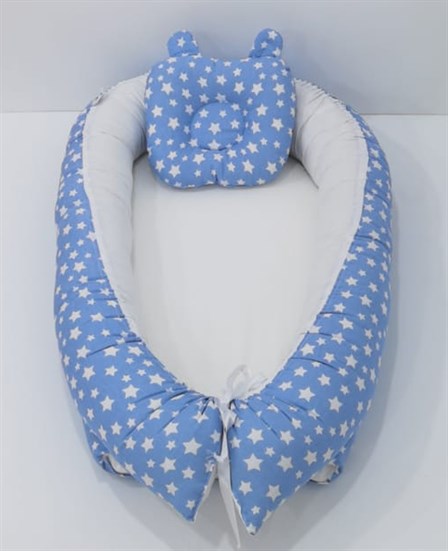 Mordesign Ortopedik Yıldızlı Babynest Bebek Yatağı Mavi