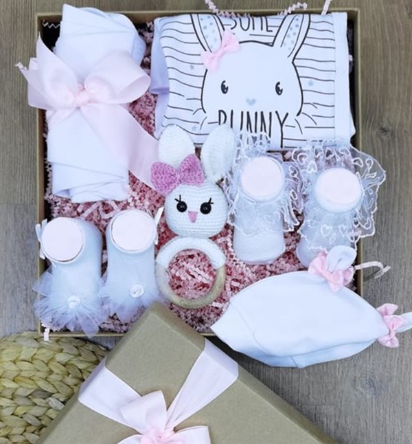 Organik Bunny Kız Bebek Amigurimi Hediye Kutusu