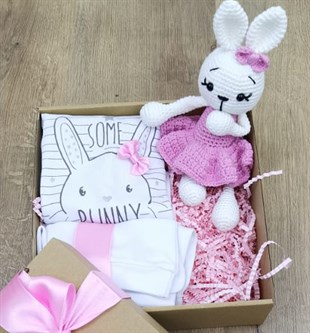 Bebekon Organik Bunny Kız Bebek Hediye Kutusu Pembe