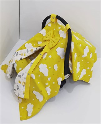 Mordesign Baloon Tutmalı Puset Örtüsü Çarşaf Set Sarı