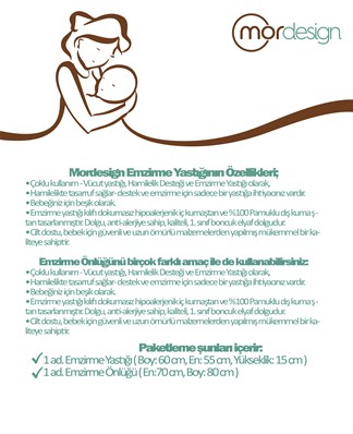 mordesign Bebek Emzirme Önlüğü ve Emzirme Minderi 2'li Set, Avanos Pembe