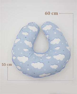 mordesign Bebek Emzirme Önlüğü Ve Yastık 2'li Set Bulut Seri Mavi